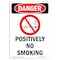 Signmission OSHA Danger Sign, Positively No Smoking, 18in X 12in Rigid Plastic, 12" W, 18" L, Portrait OS-DS-P-1218-V-1535 - alternate 1